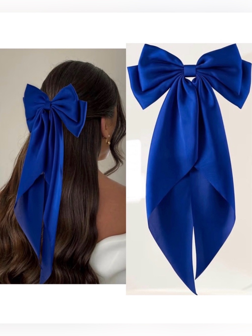 NEW Royal Blue Satin Hair Bow Adult/Youth Size